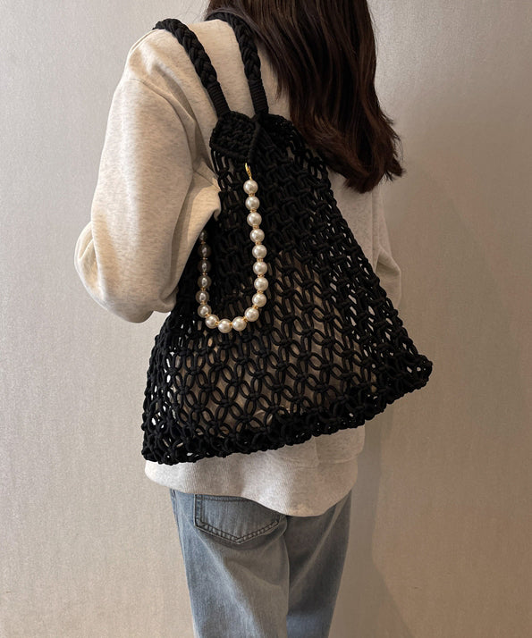 New Khaki Hollow Out Beading Fashionable Weaving Satchel Bag Handbag