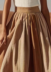 New Khaki Wrinkled High Waist Cotton Skirt Summer