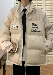 New Khaki Zip Up Print Pockets Men Parkas Winter