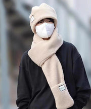 New Men's Beige Scarf And Hat Warm Two-Piece Set