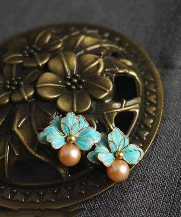 New Original Design Floral Pearl Stud Earrings