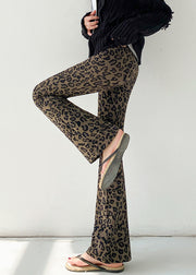 New Pink Leopard High Waist Slim Fit Flare Leggings Spring