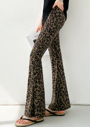 New Pink Leopard High Waist Slim Fit Flare Leggings Spring