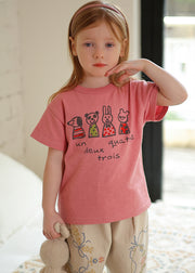 New Pink O-Neck Kids T Shirt Short Sleeve