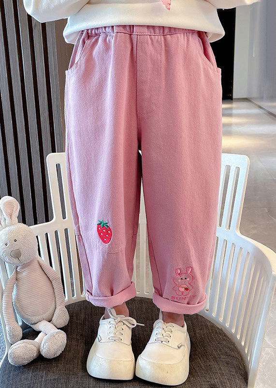 New Pink Patchwork Elastic Waist Girls Harem Pants