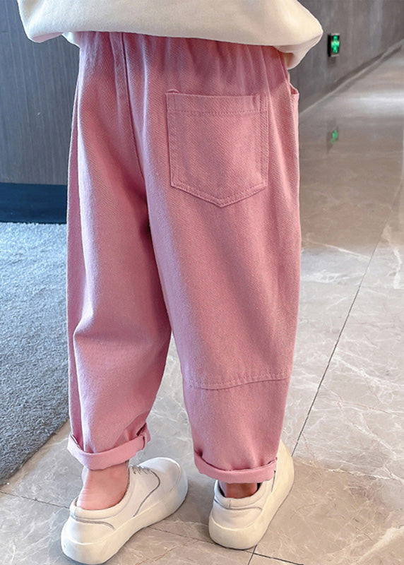 New Pink Patchwork Elastic Waist Girls Harem Pants