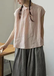 New Pink Wear On Both Sides Solid Cotton Top Sleeveless