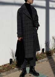 New Plaid Notched Button Pockets Woolen Mens Coats Winter