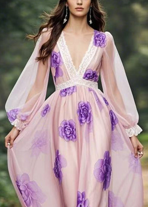 New Print Original Design Chiffon Maxi Dresses Spring