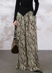 New Print Pockets High Waist Corduroy Wide Leg Pants Spring