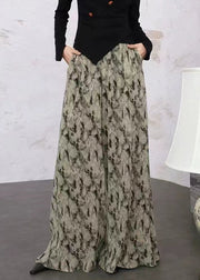 New Print Pockets High Waist Corduroy Wide Leg Pants Spring