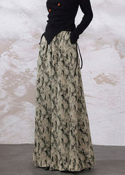 New Print Pockets High Waist Corduroy Wide Leg Pants Spring