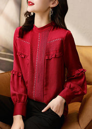 New Red Ruffled Original Design Cotton Shirt Spring