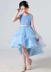 New Red Sequins Low High Design Tulle Girls Holiday Dress Sleeveless