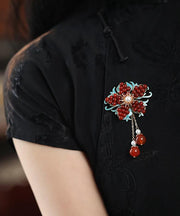 New Red Sterling Silver Overgild Pearl Crystal Tassel Brooches