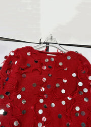 New Red Tasseled Sequins Knit Sweaters Winter