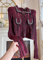 New Red Zircon Hollow Out Patchwork Knit Sweaters Fall