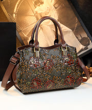 New Retro Brown Embossed Solid Durable Women Handbags