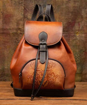 New Retro Brown Large Capacity Calf Leather Backpack Bag