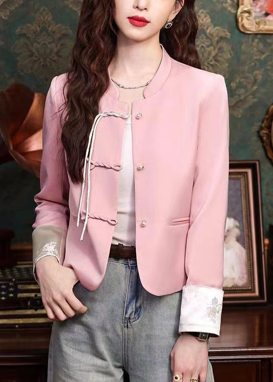 New Retro Pink Tasseled Silk Oriental Jacket Spring