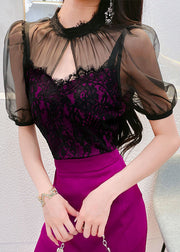 New Rose Hollow Out Lace Patchwork Cotton Overalls Jumpsuit Summer