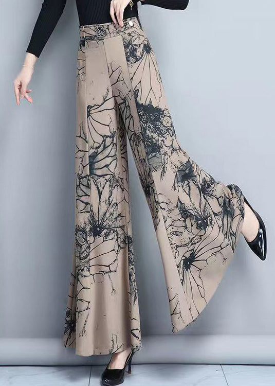 New Spring Ink Print High Waist Wide Leg Pants