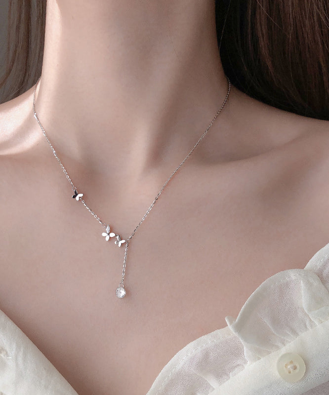 New Style Sparkling Diamond Butterfly Necklace Light Luxury Tassel