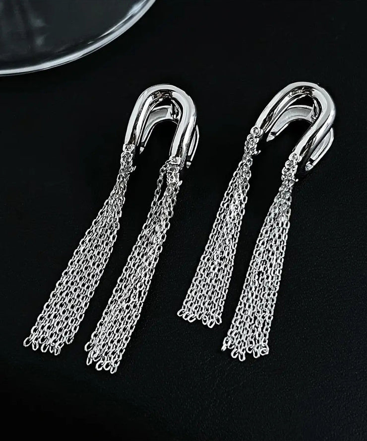 New Stylish Design Tassel Silver Stud Earrings