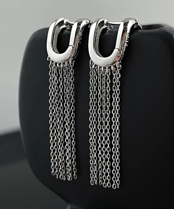 New Stylish Design Tassel Silver Stud Earrings