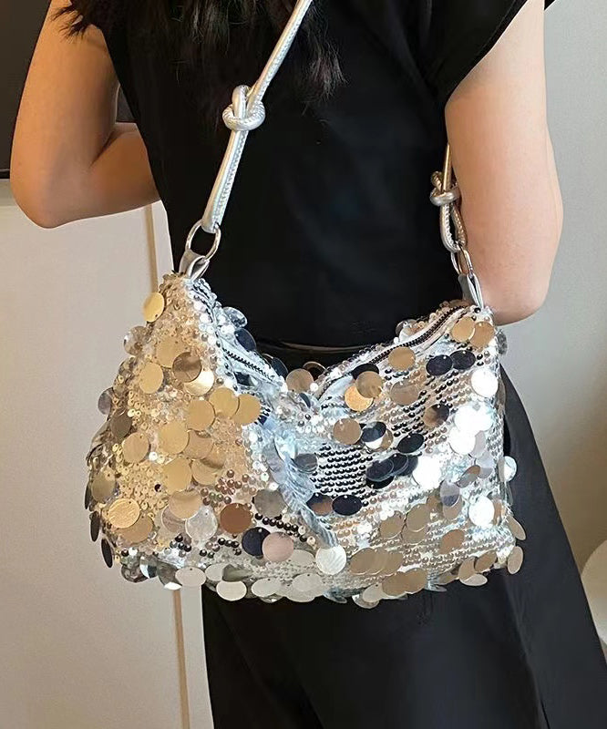 New Stylish Silver Sequins Satchel Bag Handbag