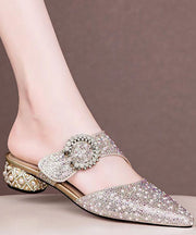 New Versatile Silver Nail Bead Zircon Pointed Slide Sandals