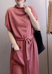 New Versatile Tie Waist Knitted Sweater Dress Spring