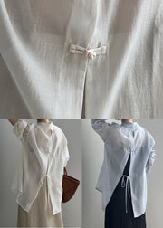 New White Peter Pan Collar Button Silk Shirts Spring