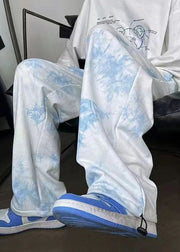 New White Tie Dye Drawstring Cotton Mens Pants Fall