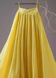 New Yellow Solid High Waist Chiffon Skirts Summer