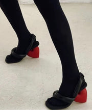 Novelty Black Peep Toe Chunky Sandals
