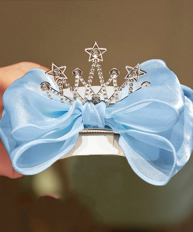 Novelty Blue Alloy Zircon Tulle Bow Crow Girls Hairpin