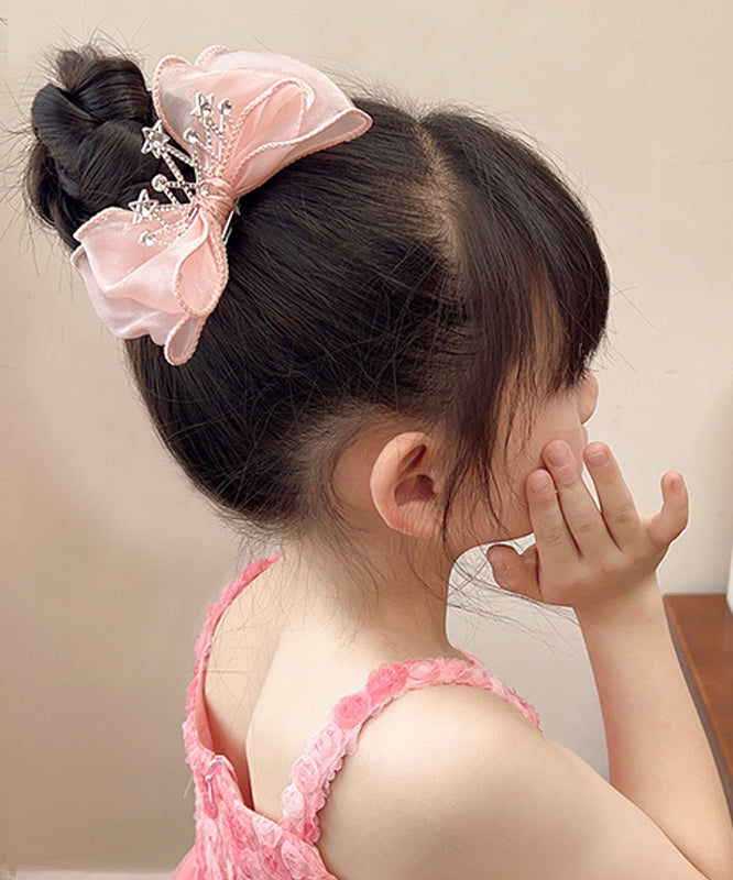 Novelty Blue Alloy Zircon Tulle Bow Crow Girls Hairpin