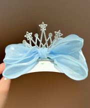 Novelty Blue Alloy Zircon Tulle Bow Crow Girls Hairpin