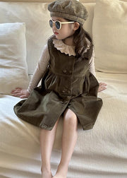 Novelty Corduroy Girls Top And Long Dress Two Piece Set Spring