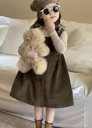 Novelty Corduroy Girls Top And Long Dress Two Piece Set Spring