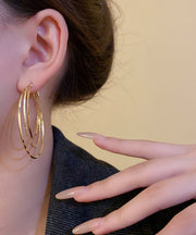 Novelty Gold Metal Alloy Layered Hoop Earrings