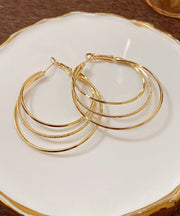 Novelty Gold Metal Alloy Layered Hoop Earrings