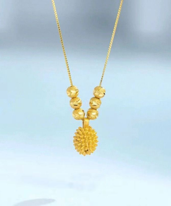 Novelty Gold Stainless Steel Alloy Durian Pendant Necklace