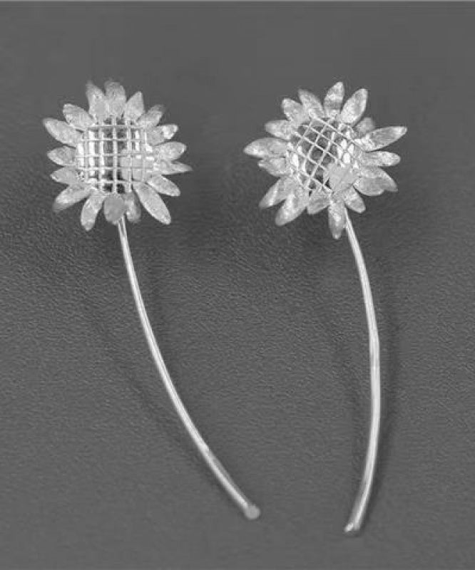 Novelty Gold Sterling Silver Overgild Sunflower Detachable Drop Earrings