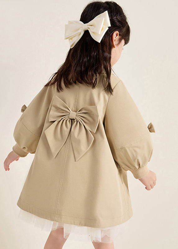 Novelty Khaki Peter Pan Collar Patchwork Button Girls Trench Coats Fall