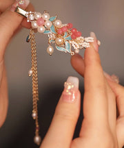 Novelty Rainbow Alloy Pearl Cloisonne Tassel Hairpin