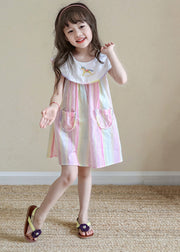 Novelty Rainbow Striped Girls Mid Dresses Summer