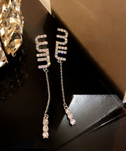 Novelty Silk Alloy Zircon Graphic Tassel Drop Earrings