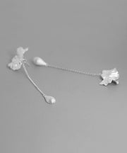 Novelty Sterling Silver Poppy Flowers Tassel Drop Earrings